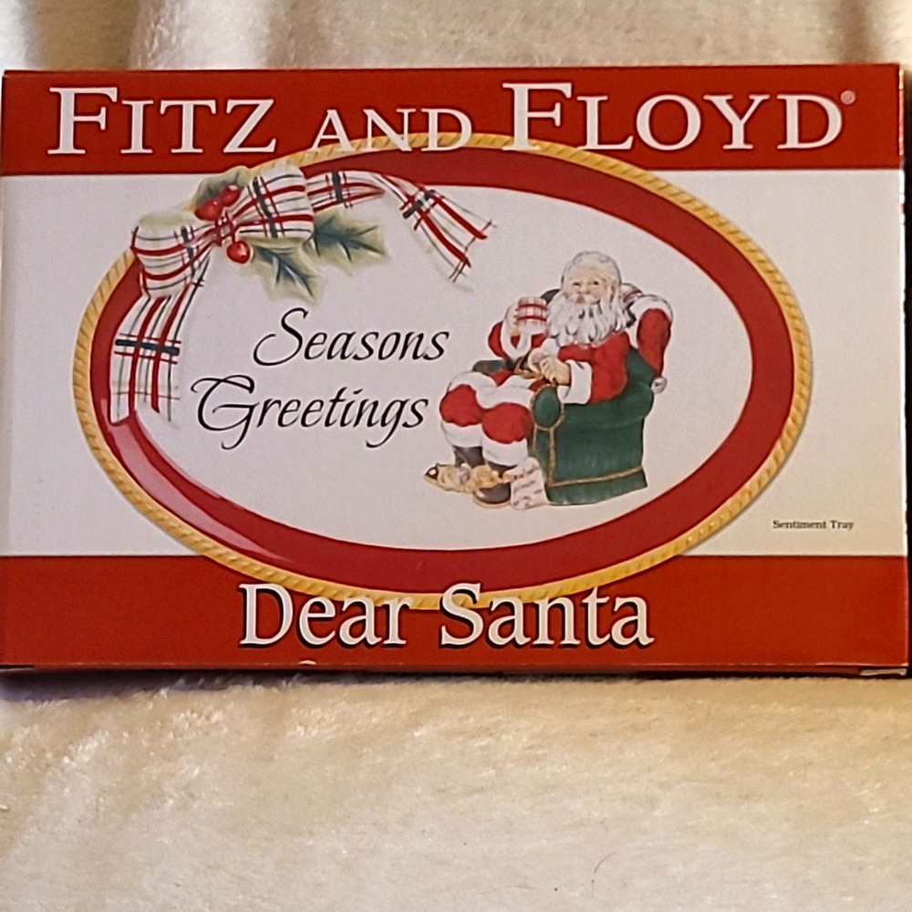 Lot of 2 Fitz & Floyd Christmas Trays Dear Santa & Regal Holiday Believe NIB